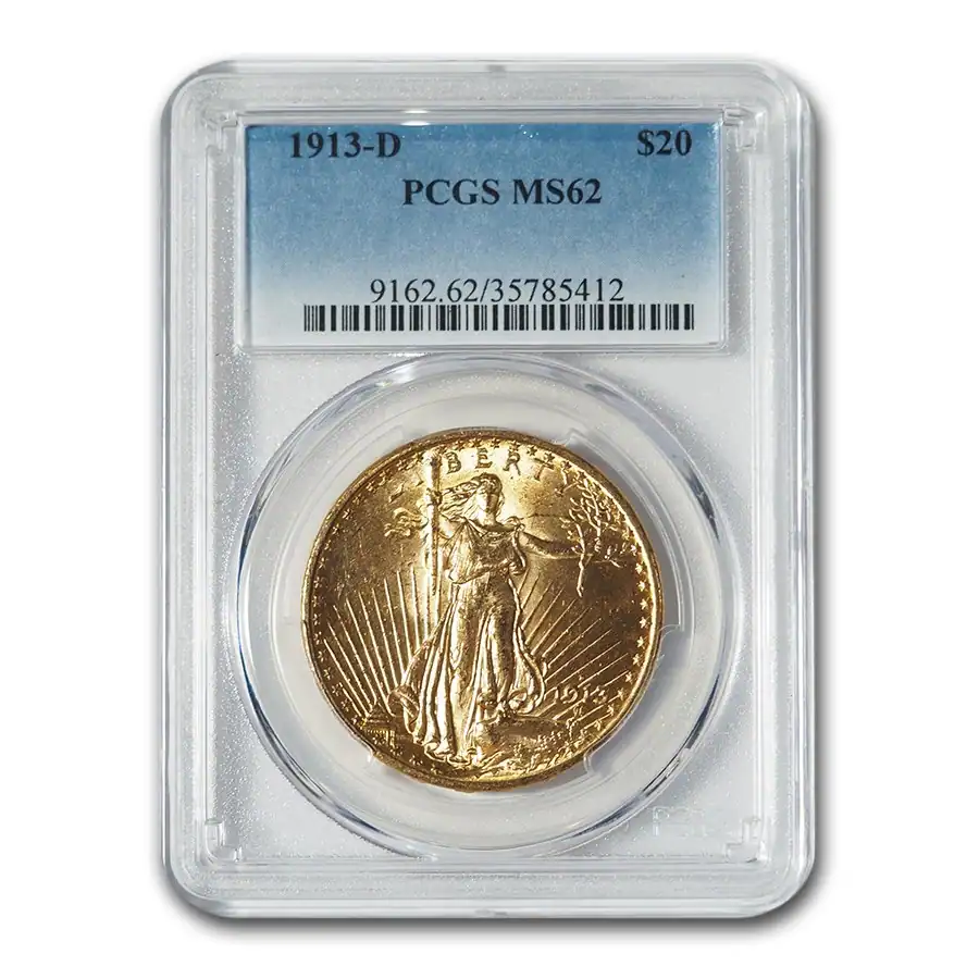 1913 $20 St Gaudens Gold Double Eagle MS-62 PCGS - W.E. Mowrey
